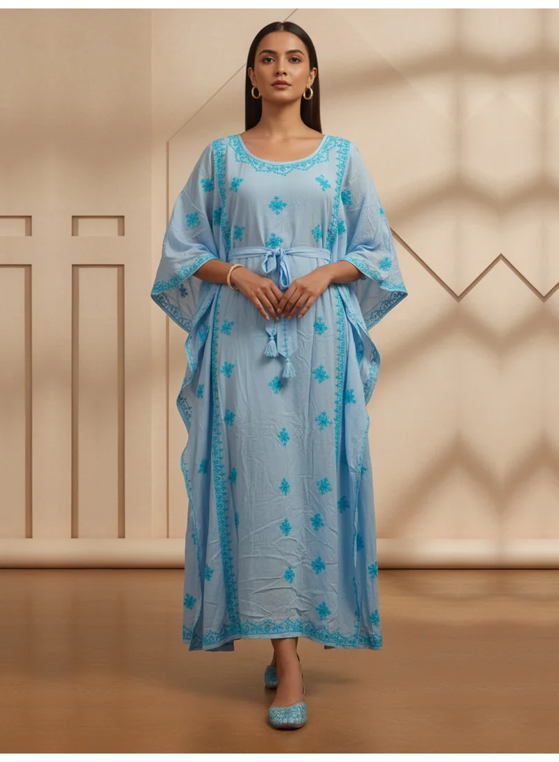 Alaya Hand Embroidered Chikankari Modal Kaftan-AL3604